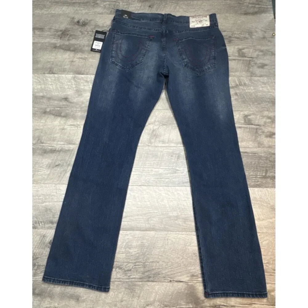 True Religion Ricky Jeans Mens 34 Blue Denim‎ Relaxed Straight Stretch $159 NEW